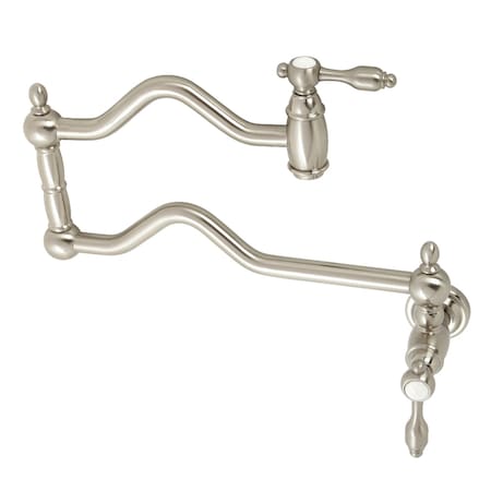 Kingston Brass KS2108TAL Tudor Wall Mount Pot Filler, Brushed Nickel KS2108TAL